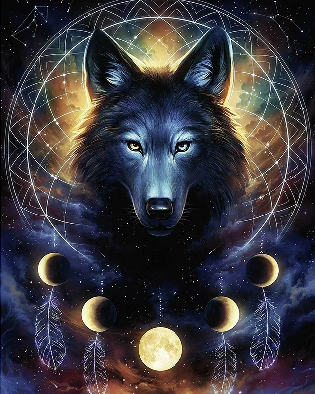 

Full circular Diamond Painting animal black wolf Picture 5D DIY Diamond Embroidery Of Rhinestone wedding decor home