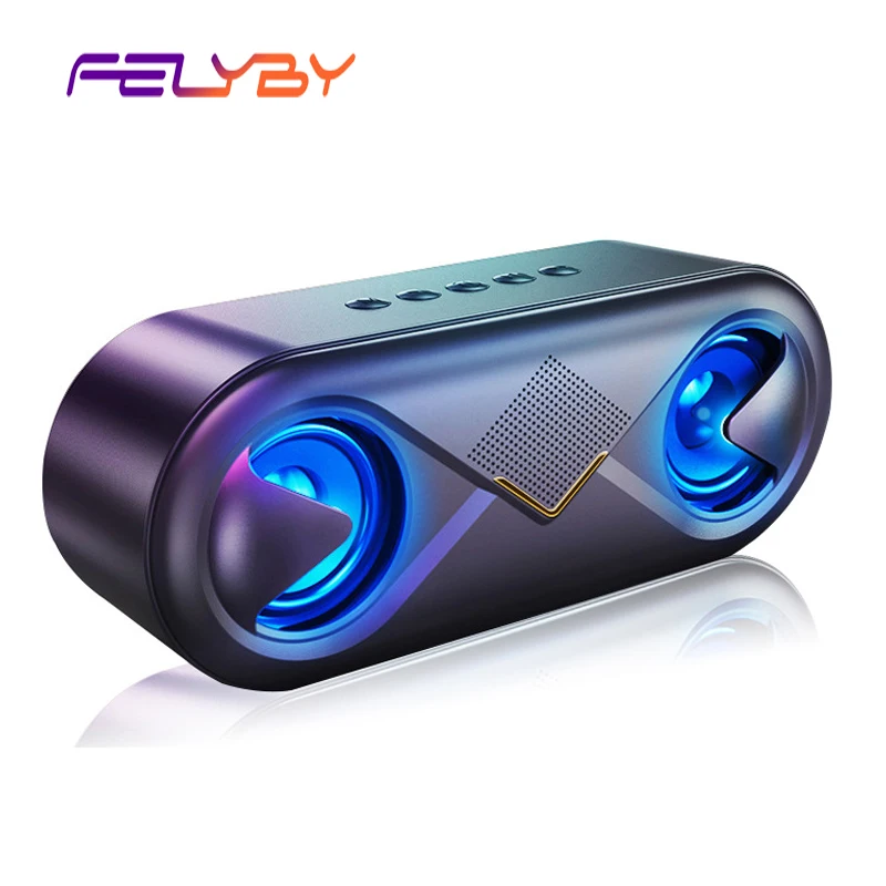 

FELYBY Wireless Bluetooth Speaker S6 LED Portable Boom Box Outdoor Bass Column Subwoofer Sound Box With Mic Support TF AUX USB