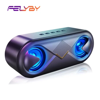 

FELYBY Wireless Bluetooth Speaker S6 LED Portable Boom Box Outdoor Bass Column Subwoofer Sound Box With Mic Support TF AUX USB