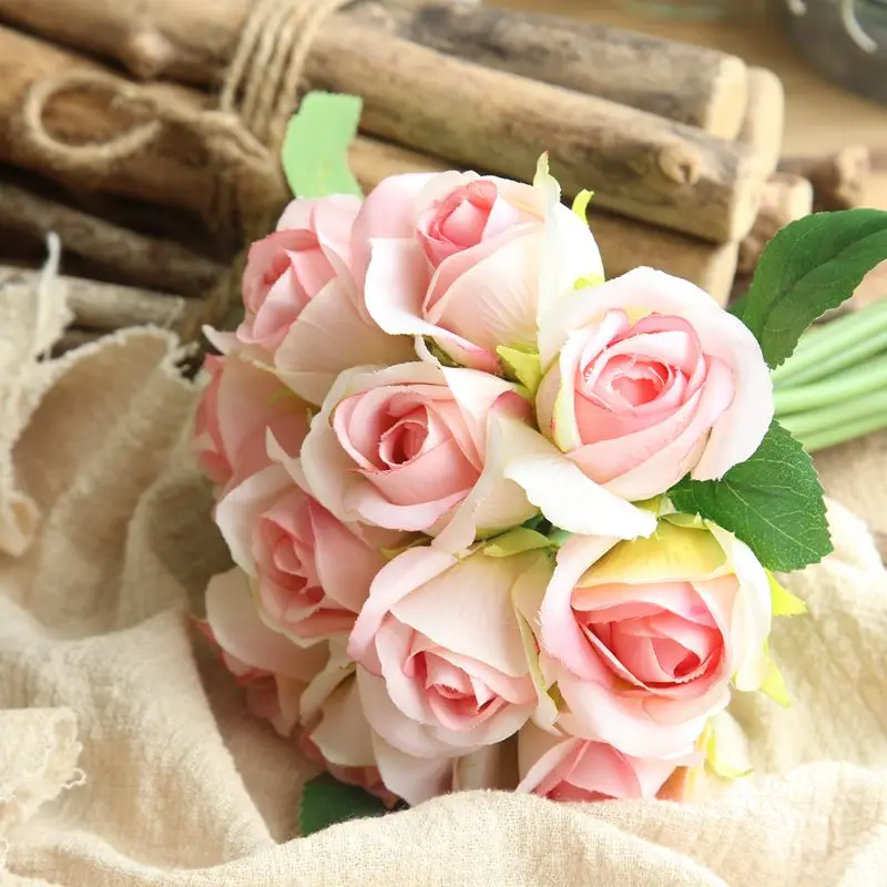 YO CHO Свадебный букет розовые розы цветок Свадебный букет Белый Искусственный Свадебный букет для подружек невесты держатель Свадебные принадлежности - Цвет: Type1Pink Bouquet