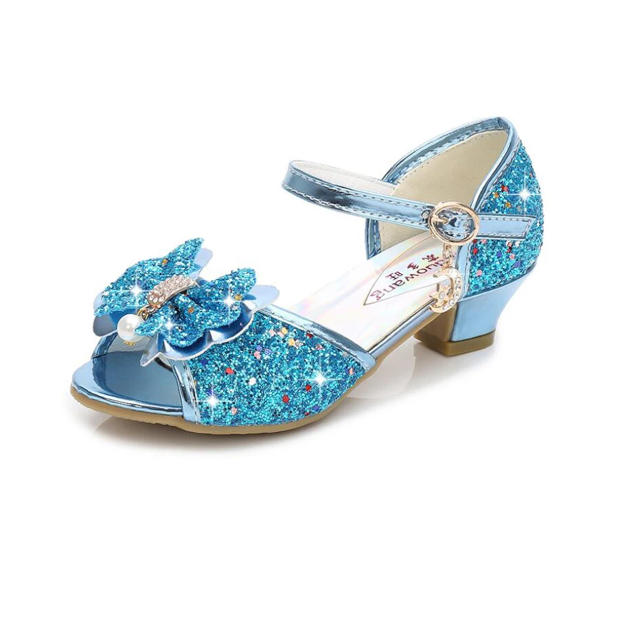 

Children Sandals Sequin fabric Girls Shoes for Birthday Party Wedding Dress Wear Girls Princess Shoes Glitter Bowtie Sandals New
