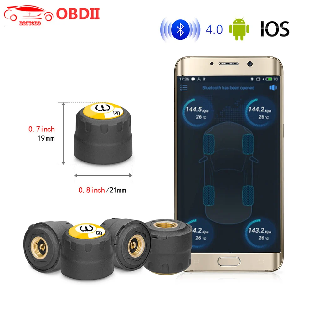TPMS Bluetooth 4 0 внешний датчика система мониторинга давления в шинах для Android IOS