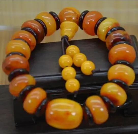 

Pure natural Baltic Ambers beeswax hand string type with stone DIY beads Ukraine Ukraine bracelet