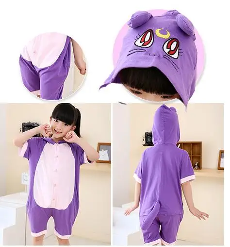 Sailor Mon Luna cat Cosplay Summer Jumpsuit Short Sleeve Animal Diana Purple Cat Pajamas Pyjamas Onesie Children Kids Sleepwear Sailor Mon Luna cat Cosplay Summer Jumpsuit Short Sleeve Animal Diana Purple Cat Pajamas Pyjamas Onesie Children Kids Sleepwear