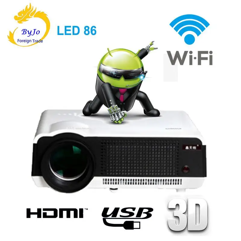 Poner Saund LED86 wifi led projector Android 6.0 HD LED 3D Projector 5500 lumens 1080p HDMI Video Multi screen Home Cinema