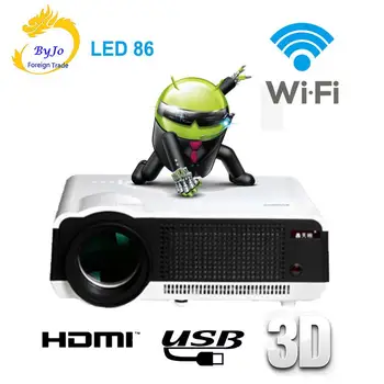 

Poner Saund LED86 wifi led projector Android 6.0 HD LED 3D Projector 5500 lumens 1080p HDMI Video Multi screen Home Cinema