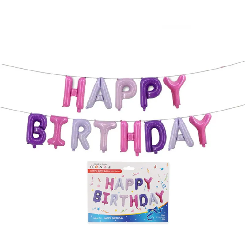 16 Inch Rose Gold Happy Birthday Letter Balloon Imitation Beauty Thin Version Happy Birthday Aluminum Balloon Set Pretty qq022 (10)