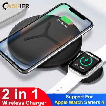 

CASEIER 10W 2 in 1 QI Wireless Charger For iPhone X XS Max XR 8 Fast Charger For Apple Watch 4 3 2 Dual Cargador inalambrico