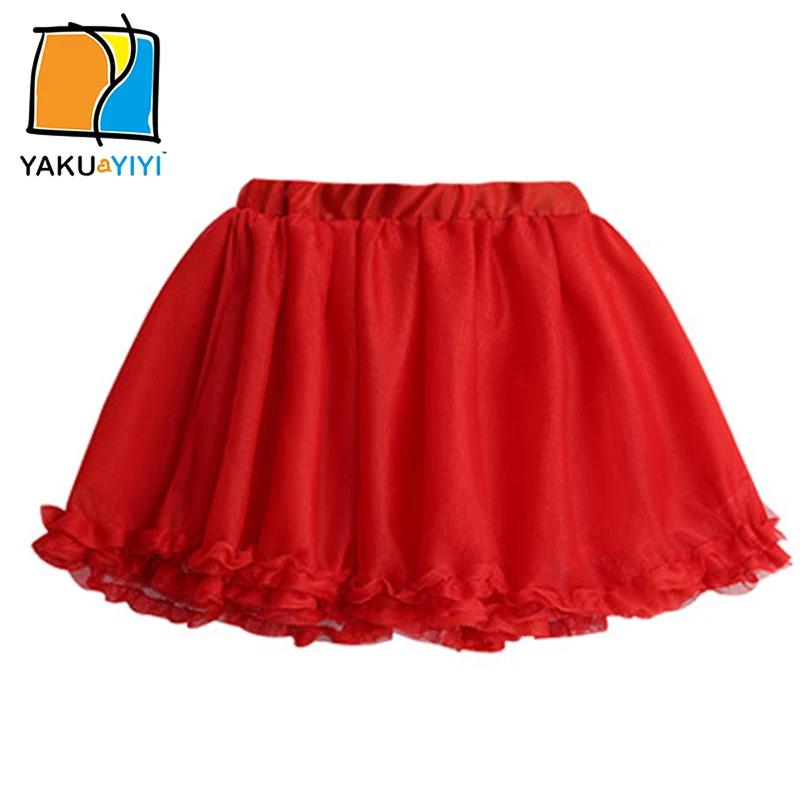 YKYY YAKUYIYI Sweet Red Girls Skirt Elastic Waist Baby Girls Mini Skirt