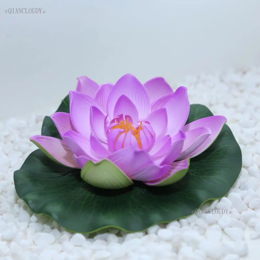 lilac Light purple Artificial fake 17cm Lotus flowers Water pond