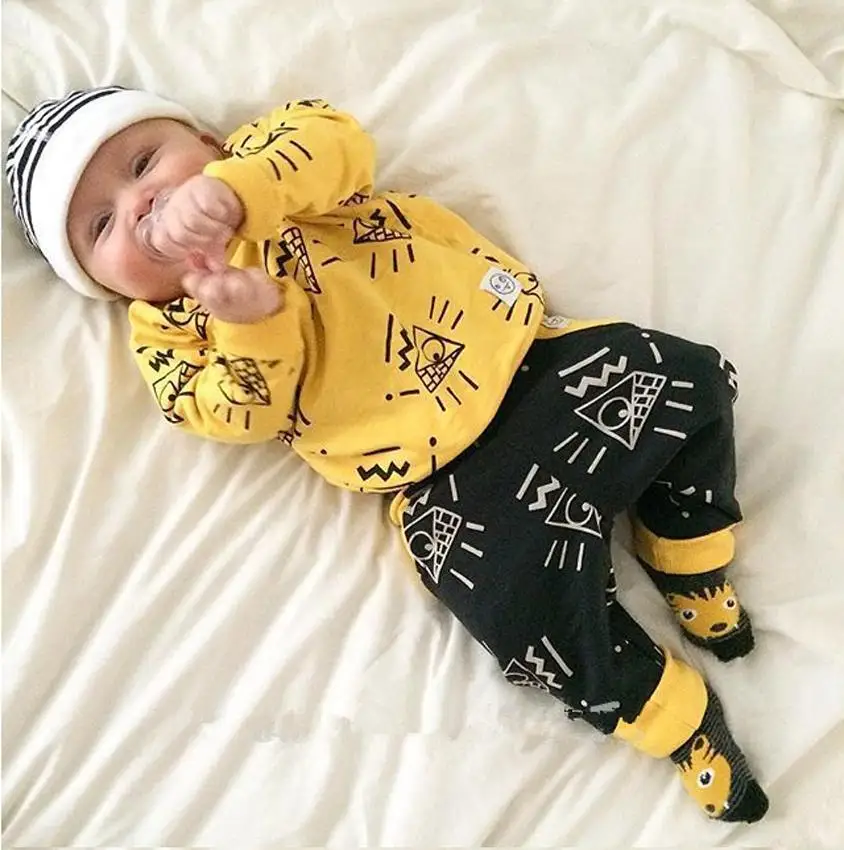 New Arrive kids clothes Fit spring autumn brand baby boy clothes yellow colors 2pcs tracksuit clothes