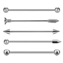 5 шт. из нержавеющей стали ушной хрящ Хеликс серьги трагус пирсинг Спайк Длинные Промышленные Штанги Пирсинг Поддельные Приборы Orelha