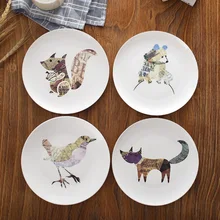 Kreative Cartoon Tier Papier-kuchen-teller Und Platten Bone China Gebäck Obst-fach Anime Keramik Geschirr Für Kinder Geschenk Abendessen