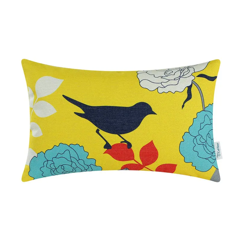 CaliTime Decorative Pillows Shell Cushion Cover Home Sofa Floral Yellow