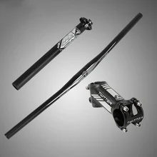 Hot Sale Bicycle Handlebar Sets Colorful Aluminum alloy Flat Rise Handlebar +Stem +Seat Post MTB Road Mountain Bike Parts Hot Sale Bicycle Handlebar Sets Colorful Aluminum alloy Flat Rise Handlebar +Stem +Seat Post MTB Road Mountain Bike Parts