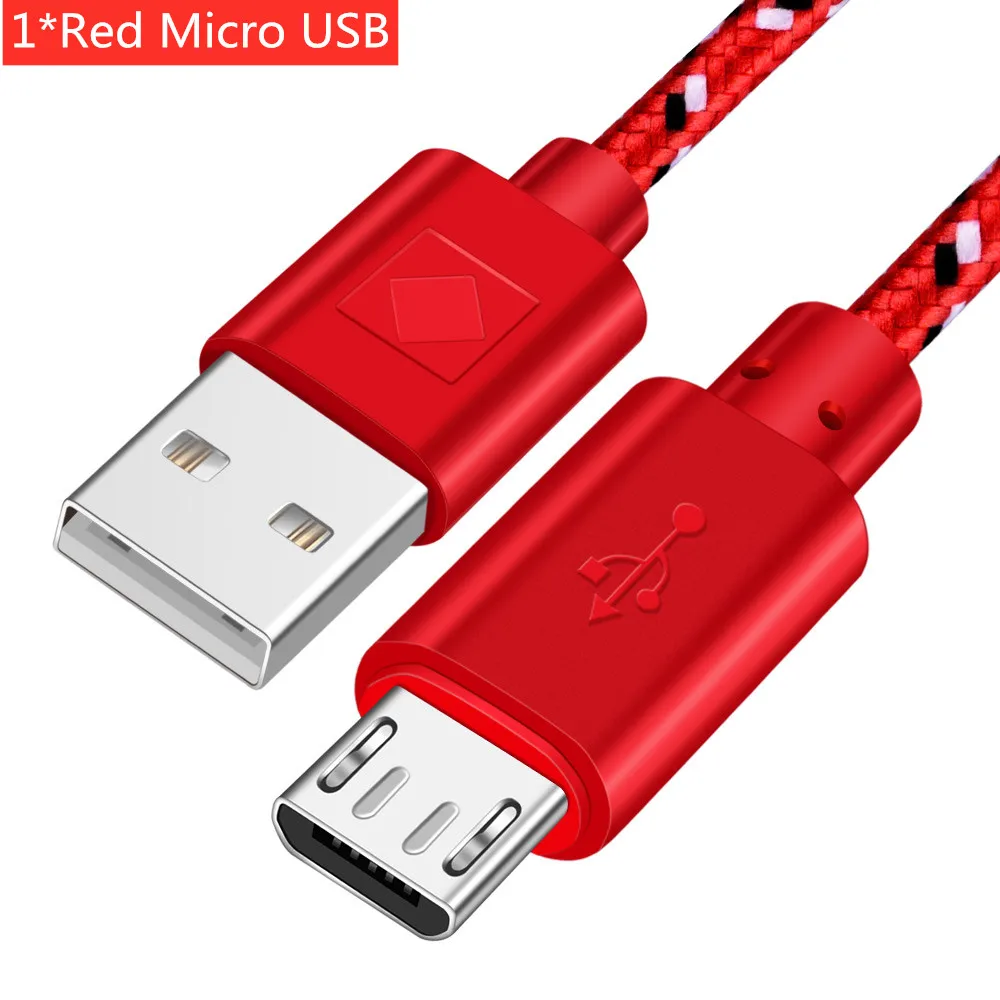 Кабель Micro usb type-C ROMICHW 1 м 2 м 3 м нейлоновый кабель для быстрой зарядки для samsung Xiaomi huawei LG Android Micro usb type-C USB шнур - Цвет: Red For Micro