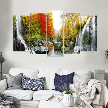 

Pastoral landscape canvas painting art deco art prints 5 psc country wall pictures for parlor bedroom office kitchen lobby store