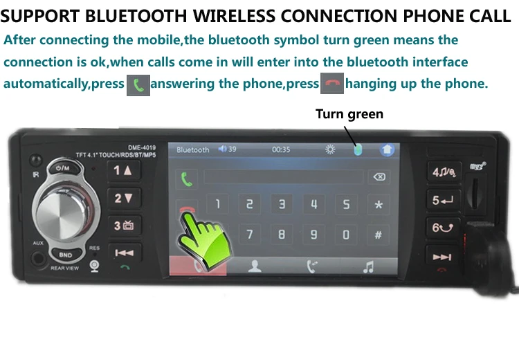 Bluetooth автомобильная радио MP5 Mp5 плеер палец Сенсорное Зеркало Ссылка аудио стерео 4 дюйма 1 din радио-Кассетный проигрыватель Авторадио RDS