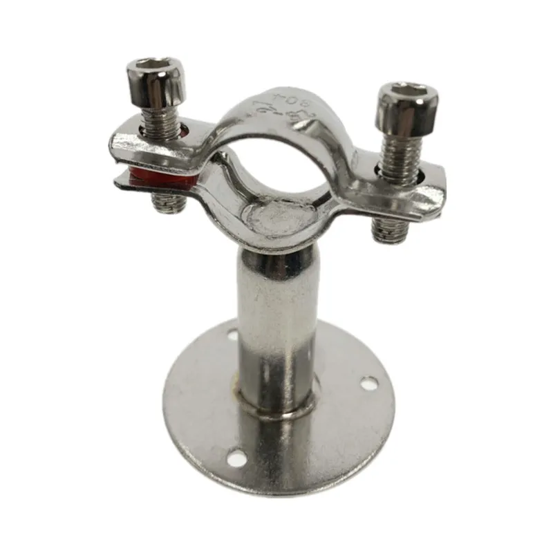 

51mm 2" Stainless Steel Pipe Clamp Clip Support bracket with base plate Pole Length 100mm