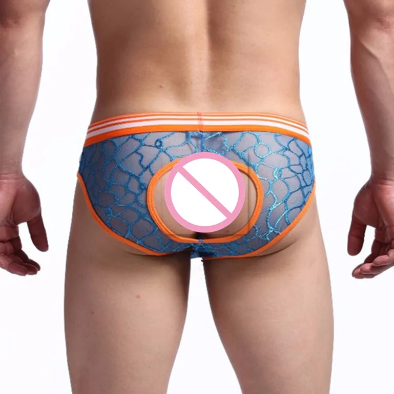 

2017 Summer Fashion Mesh Transparent Men Sexy Backless Briefs Underwear Gay Male Lace See Through Open Back Jockstraps