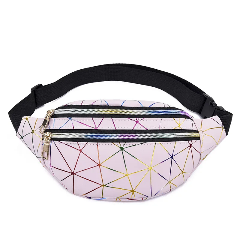 

New pockets foldable rhombic PU patent leather hit color unisex slung chest bag