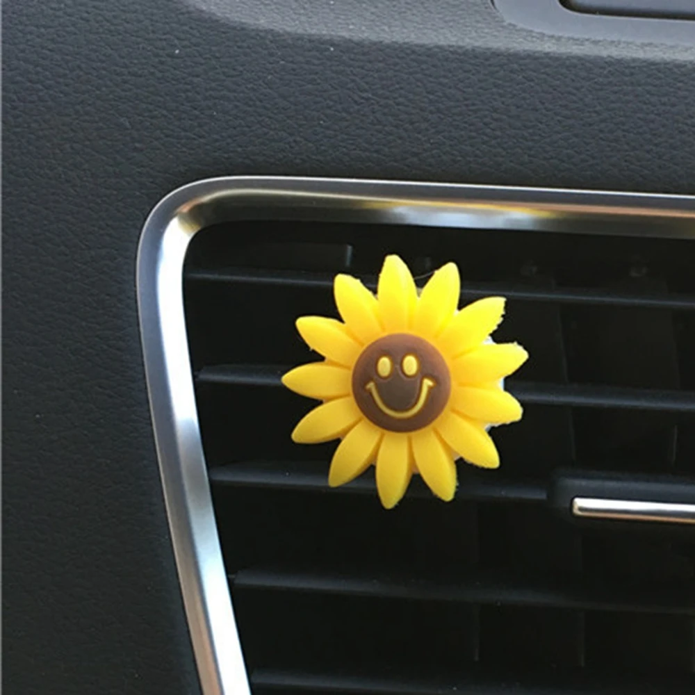 Автомобильный орнамент милый цветок подсолнечника выпускные отверстия Ароматные Духи клип украшение освежитель воздуха диффузор автомобильный Декор подарок