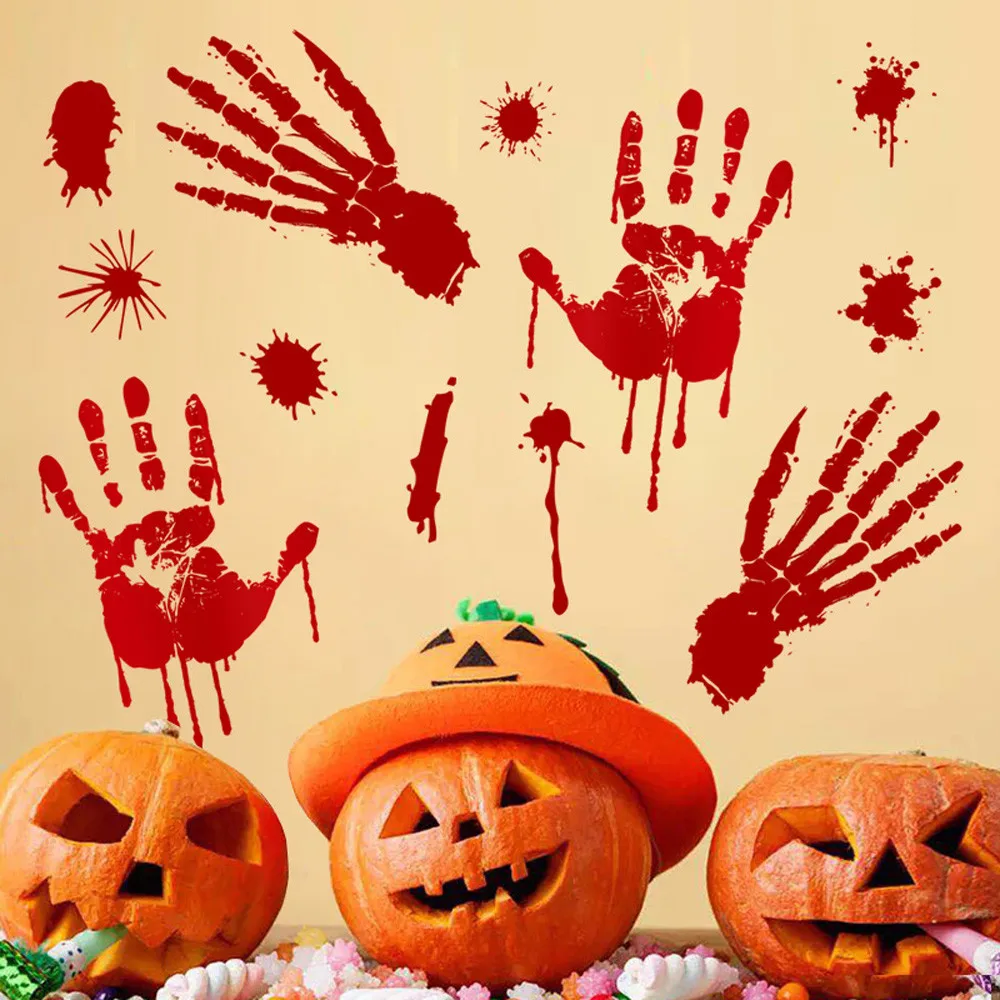 Bloody Footprints Floor Clings Halloween Vampire Zombie Party Decor ...