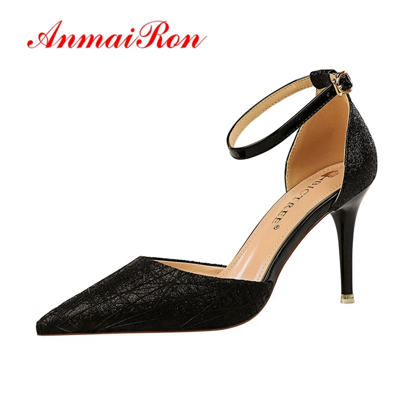 ANMAIRON 2019 Basic Super High Thin Heels Women Heels Pointed Toe Party Buckle Strap Women Sexy Solid Shoes Size 34-40 LY1814 ANMAIRON 2019 Basic Super High Thin Heels Women Heels Pointed Toe Party Buckle Strap Women Sexy Solid Shoes Size 34-40 LY1814