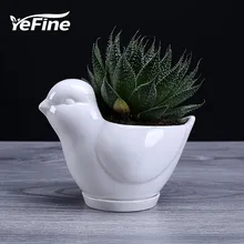 YeFine белый керамический горшок для суккулентов в форме голубя, цветочные горшки в виде мультяшных животных, декоративные горшки для бонсай, горшки для садовых растений