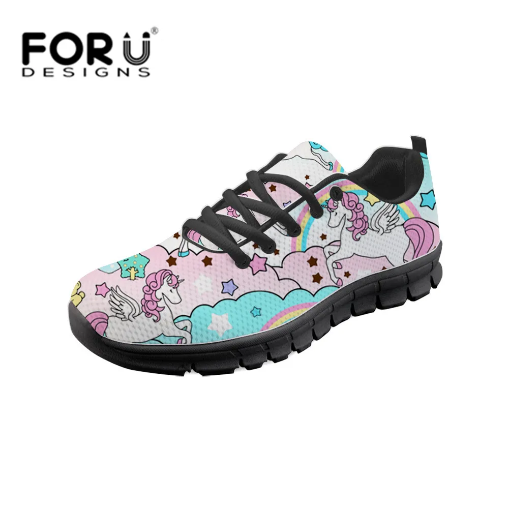 

FORUDESIGNS Woman's Casual Vulcanized Shoes Kawaii Rainbow Unicorn Sneakers For Female Zapatos Vulcanizados Femeninos Mesh Shoe