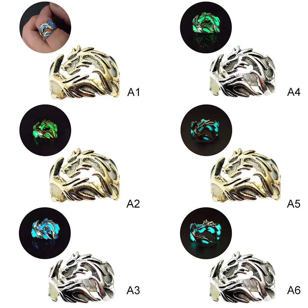 

Alloy Bright Luminous in Dark Dragon Shape Ring Adjustable Size Fashion Jewelry Accessories Ring Craft Gifts For Men Women