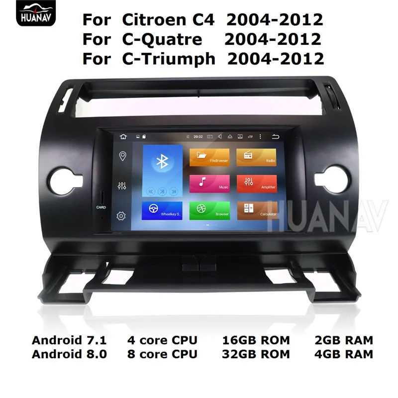 Sale Car DVD player GPS navigation for Citroen C4/C-Quatre/C-Triumph 2004-2012 GPS HeadUnit  Android8.0 4GB+32GB/Android7.1 2GB+16GB 3
