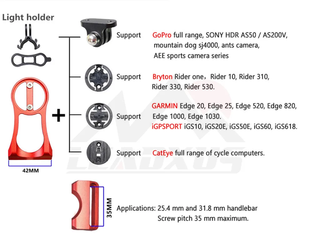 LEADXUS 3 в 1 велосипедный компьютер крепление для Garmin кошачий глаз Bryton велосипедный держатель компьютера gps Go Pro Спортивная камера свет CNC процесс
