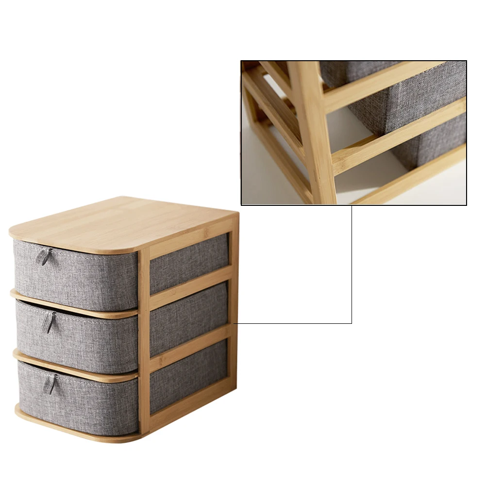 Многослойная ящик Тип древесины бамбука Desktop хранения Box Office Водонепроницаемый ящики для хранения многослойная Структура дома хранилищ