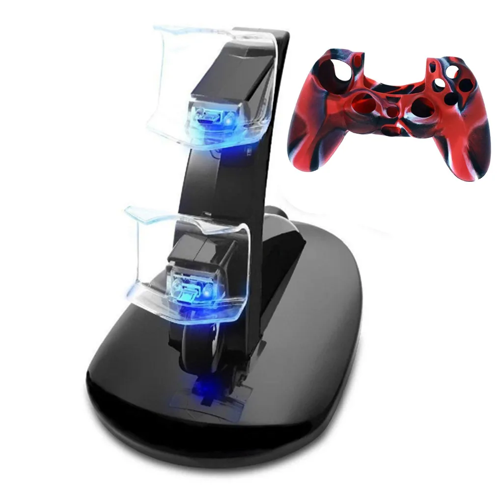 

PS4 Console Games LED Indicator Double Set USB Charging Dock Stand Charger For Playstation 4 PS4 Controller Play Station 4 L0606