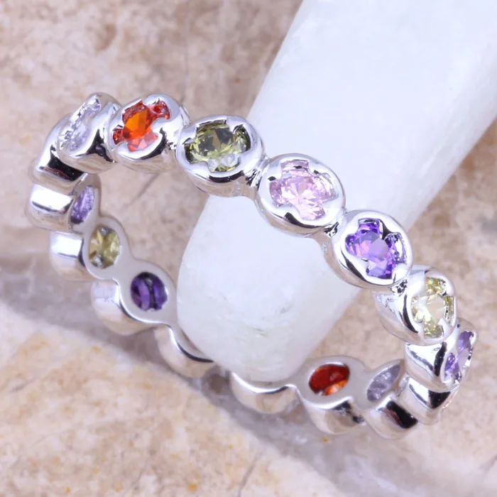 

Gracious Multicolor Multigem 925 Sterling Silver Grade Ring Size 4 / 5 / 6 / 7 / 8 / 9 R1620
