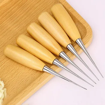 

Professional Leather Wood Handle Awl Tools For Leathercraft Stitching Sewing Sale WWO66