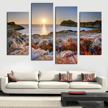

4 pcs artistic canvas paintings nature colorful stone& beauty seascape mordern art wall poster and prints unframed F1816