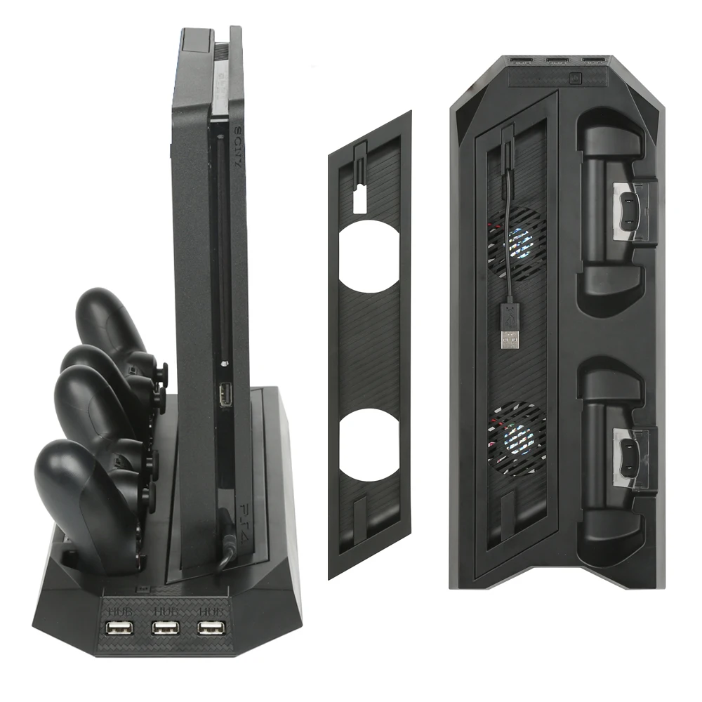 PS4 Slim/PRO 2 в 1 вертикальная подставка с двойной зарядной док-станцией Joypad и 3 концентратор порта 4 крышки для sony playstation 4 PS4