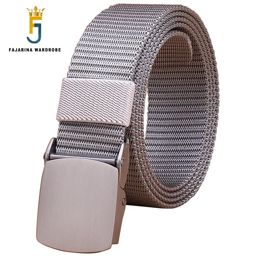 FAJARINA Unisex Quality Fashion Canvas Grey Automatic Styles Straped Female Novelty Male Grey Belts for Men 38mm Width CBFJ0050