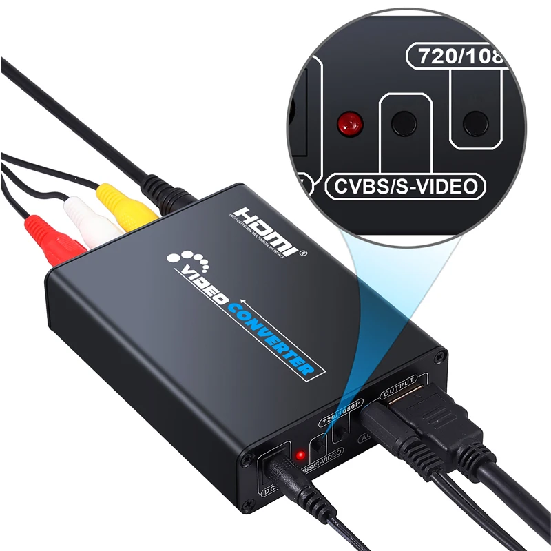 Av-hdmi конвертер CVBS композитный s-видео R/L к HDMI адаптер Upscaler поддержка 720 p 1080 p RCA s-видео кабель 3RCA AV к HDMI