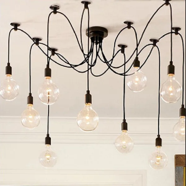 

E27 AC110-220V 100W 10/12 Heads Industrial Vintage Edison Chandelier Fixture Original Restaurant Bar Hanging Light Home Decor
