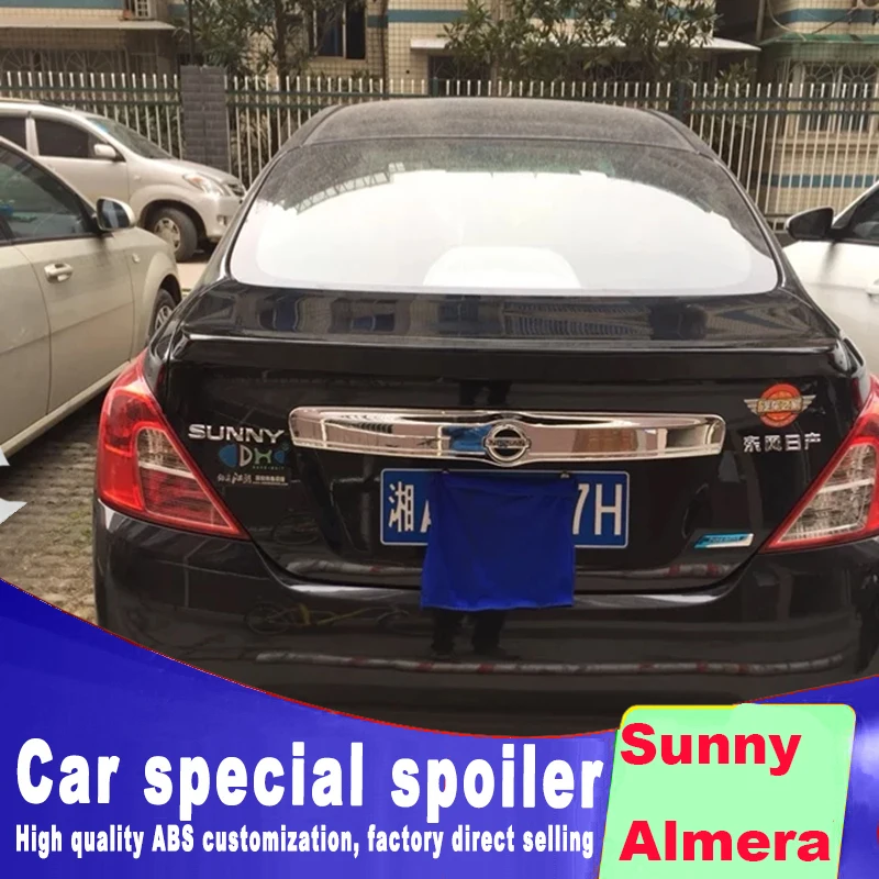 2011 2012 2013 для nissan Almera обтекаемый Высококачественный ABS спойлер грунтовкой или черно-белой краской Солнечный