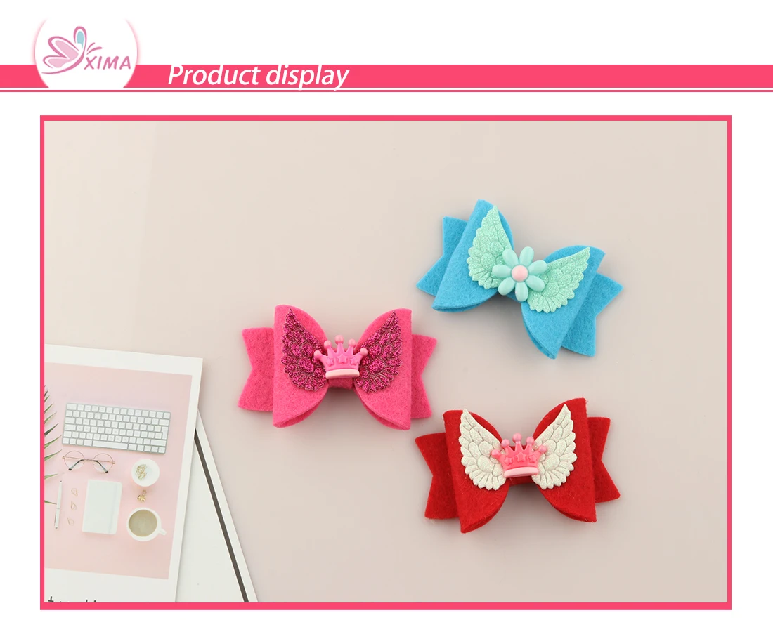 16 шт./компл. детские заколки банты для девочек клипы блеск Hairgrips нетканого мягкая Hairbow смолы Sweet Heart животного детские головные уборы
