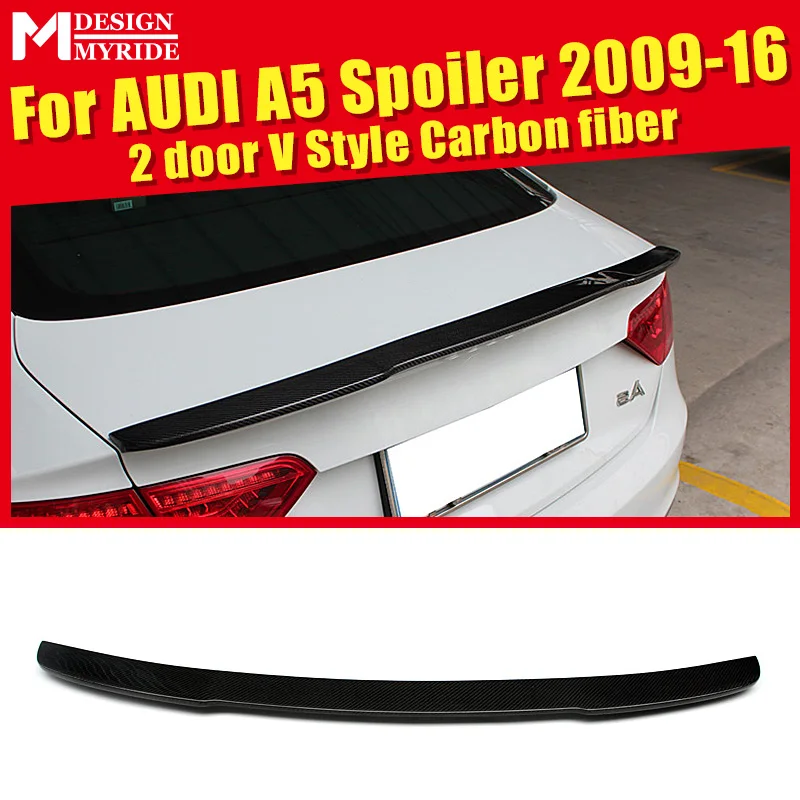 

For Audi A5 A5Q High-quality Carbon Rear Spoiler V-Style Coupe Carbon Rear Spoiler Tail Rear Trunk Wing 2-Door car styling 09-16