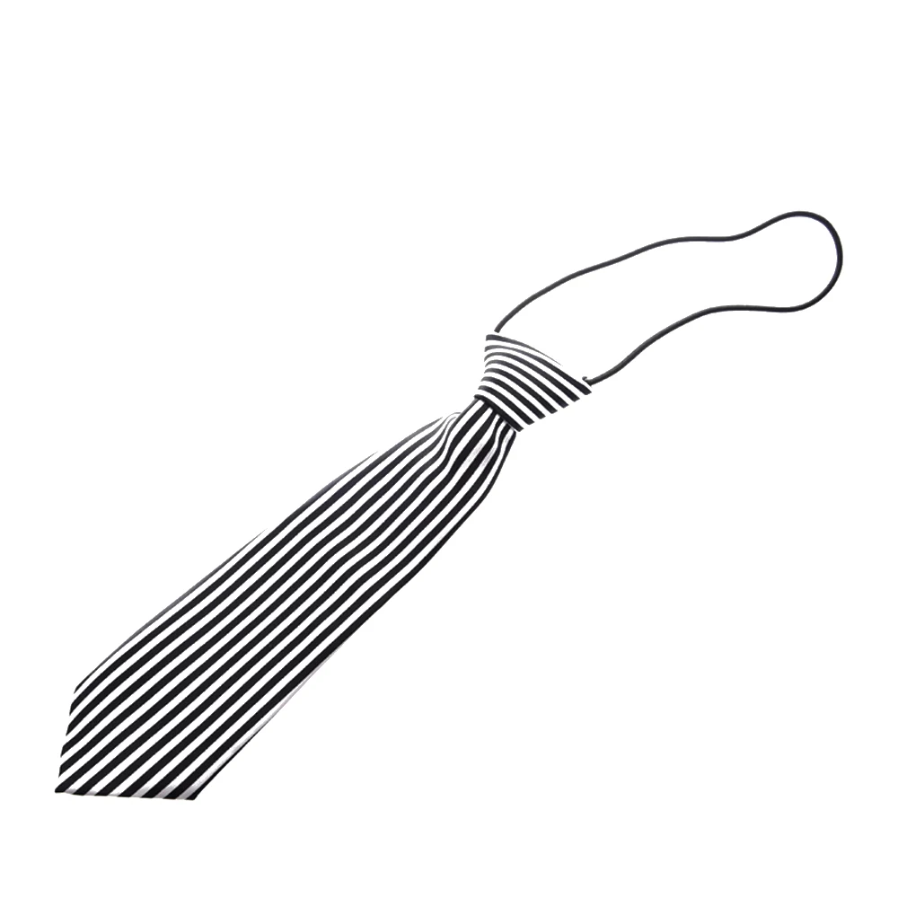 

Hot Boys Kids Elastic Strap Tie Necktie Vertical Stripe Black + White