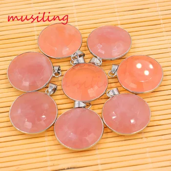 

Natural Stone Powder Double Sun Pendants Silver Plated Crystal Quartz Mascot Reiki Charms Amulet European Fashion Jewelry 10pcs