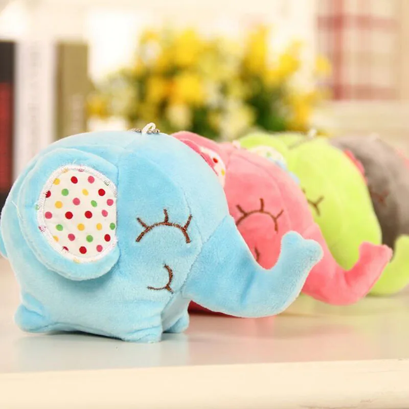 

8/12cm Stuffed Plush Animals Toy Kawaii Colorful Elephant Sucker Chain Car/Room/Window Decoration Pendant Toy Plush Kids