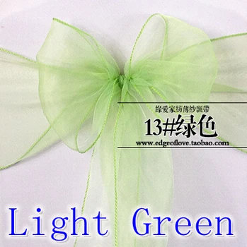 

Light green colour Chair Sashes crystal Organza sash Wedding Party Decoration Bow sash wholesale snow organza silk sash band