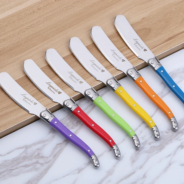 6pcs Butter Knives Laguiole Style Spreaders Set Butter Knife in Rainbow